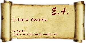 Erhard Avarka névjegykártya